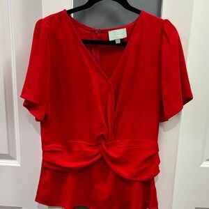 Skies Are Blue Vibrant Red Twist Blouse